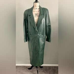 Green leather coat